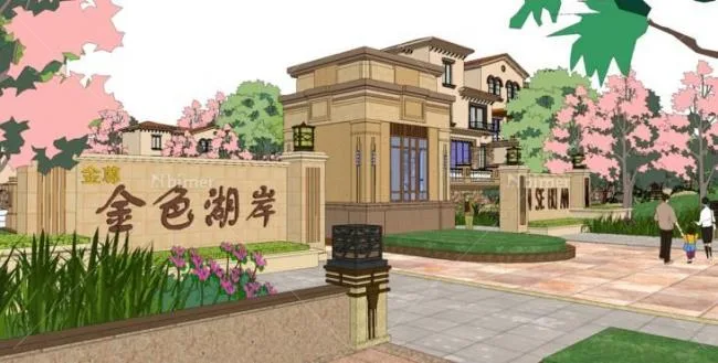 Sketchup Residential Model | Multi story residential community, Mediterranean style classical style, residential building