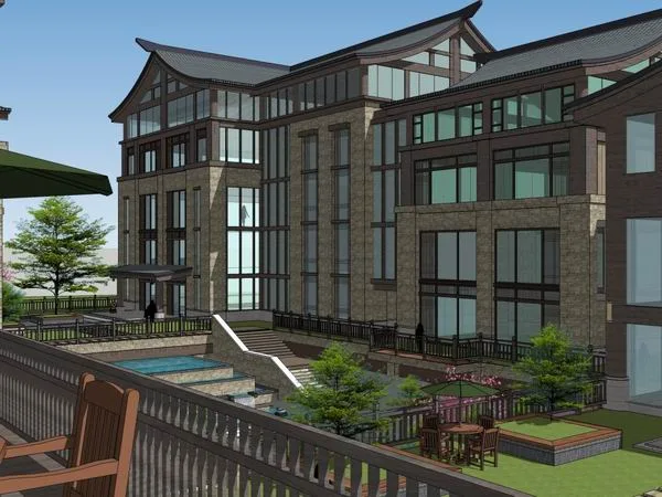 Sketchup Office Model | Multi story Small Headquarters Office Area, Modern Chinese Style