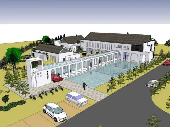 Sketchup Office Model | Hydroelectric Power Plant Office Building, Multi story, Modern Chinese Style