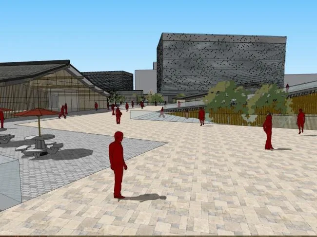 Sketchup Complex Model | Multi story Commercial Complex, New Chinese Style, Commercial Skirt Building