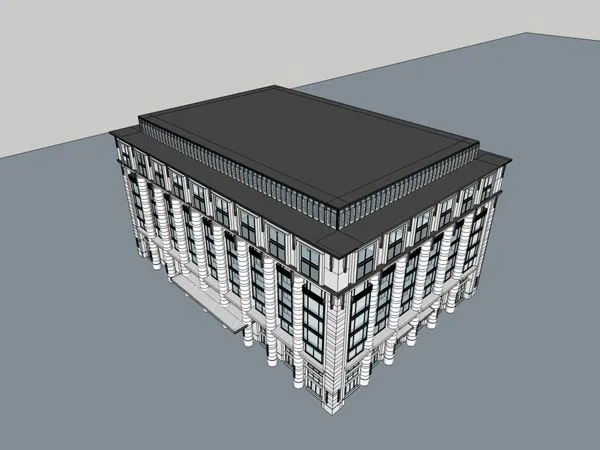 Classical Multi-Story Government Office Building Model in SketchUp