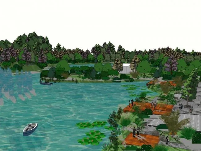 Sketchup Landscape Model | Wetland Park Landscape, Modern Style