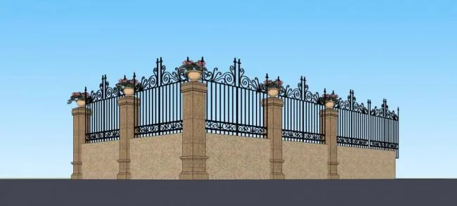 SketchUp Material Models: European Classical Wall and Fence Components