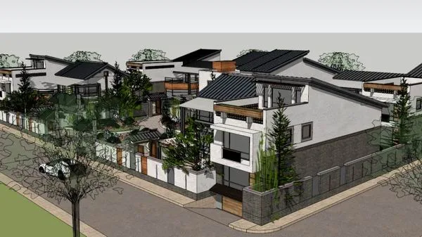 Sketchup Villa Model | Villa Cluster, Classical Style