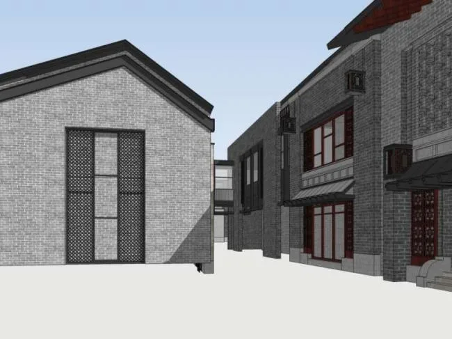 Sketchup Business Model | Multi story Commercial Street, Chinese Style