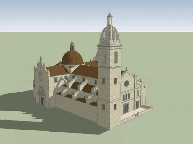 Sketchup Cultural Model | Multi story Church, Cultural Architecture, Classical Style