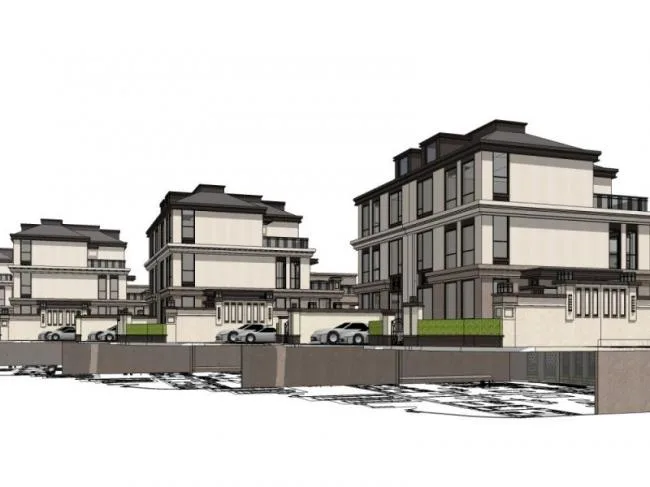 Sketchup Villa Model | Twin Villa, Modern Style