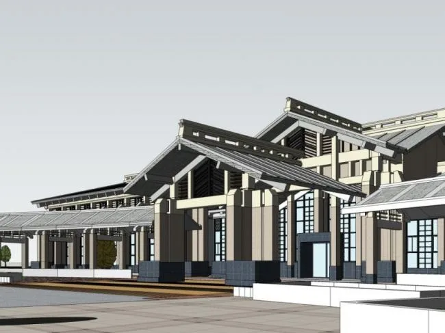 Sketchup Hotel Model | Hot Spring Hotel, Modern Chinese Style