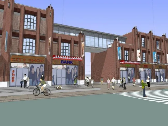 Sketchup Business Model | Multi story Commercial Street, European Style