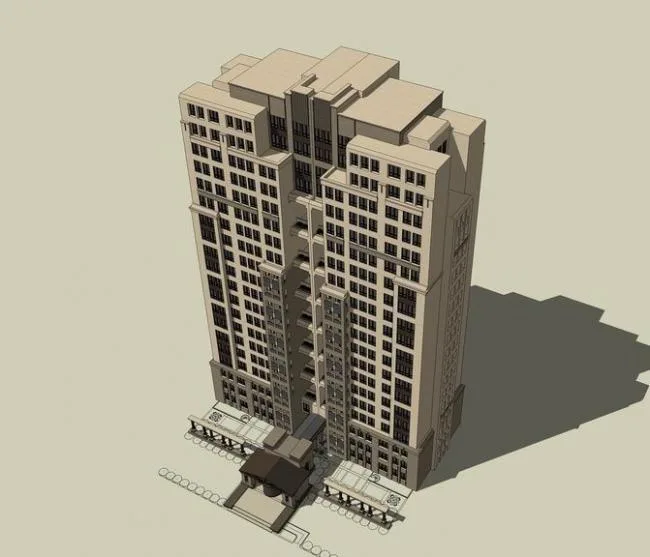 Neoclassical High-Rise Office Building SketchUp Model