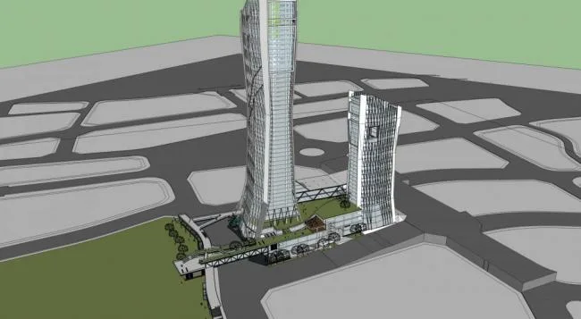 Sketchup office model | Super high-rise hotel office, modern style