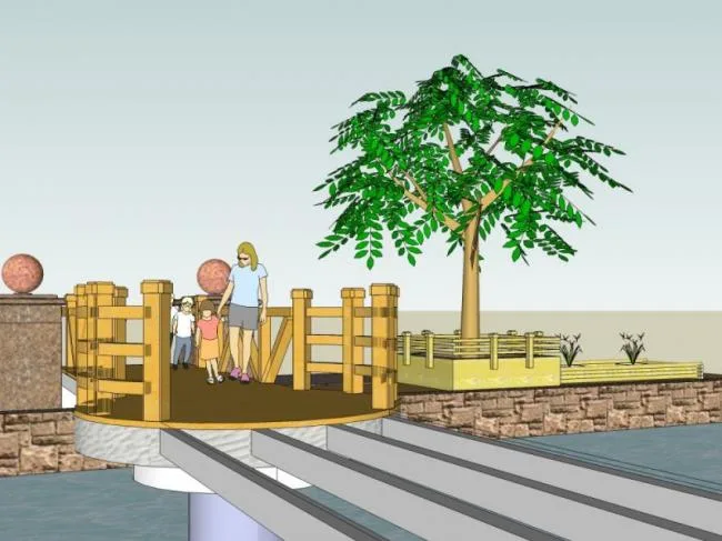 Sketchup Landscape Model | Small Bridge Landscape, Modern Style