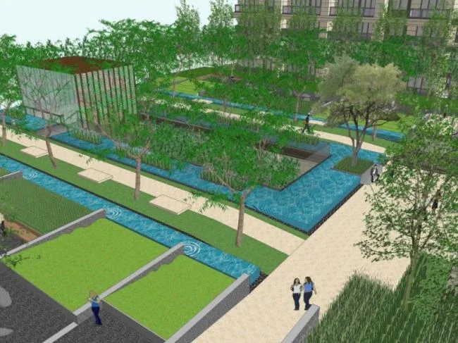 Sketchup Landscape Model | Waterfront Landscape, Modern Style