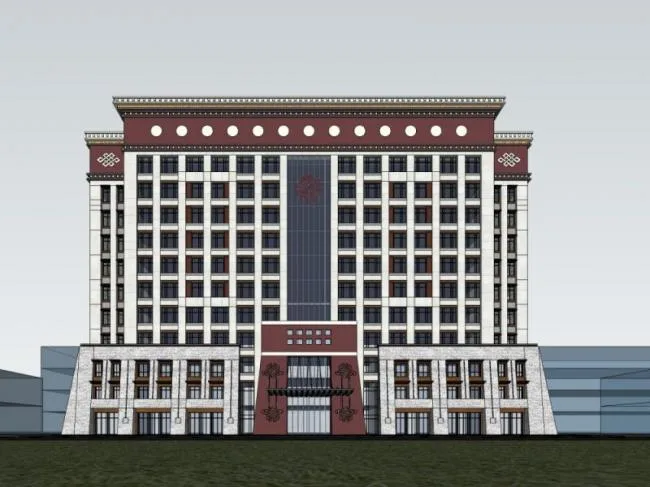 Sketchup Office Model | High rise Office Building, Tibetan Style