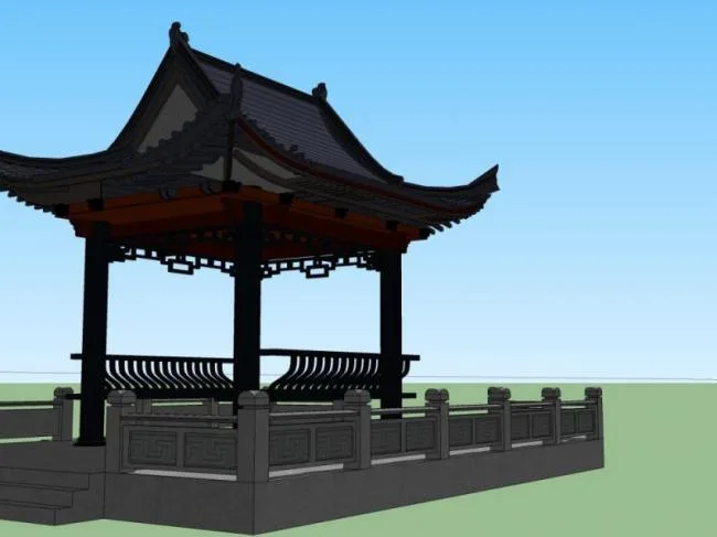 Sketchup Sketch Model | Pavilion, Chinese Style, Sketch