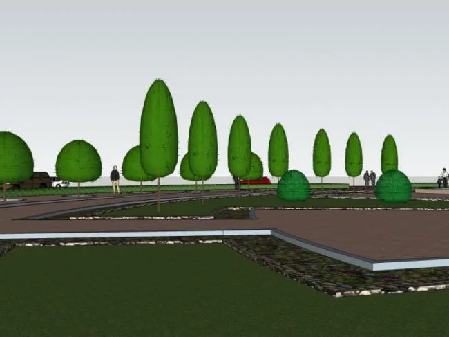 Sketchup Landscape Model | Square Landscape, Modern Style