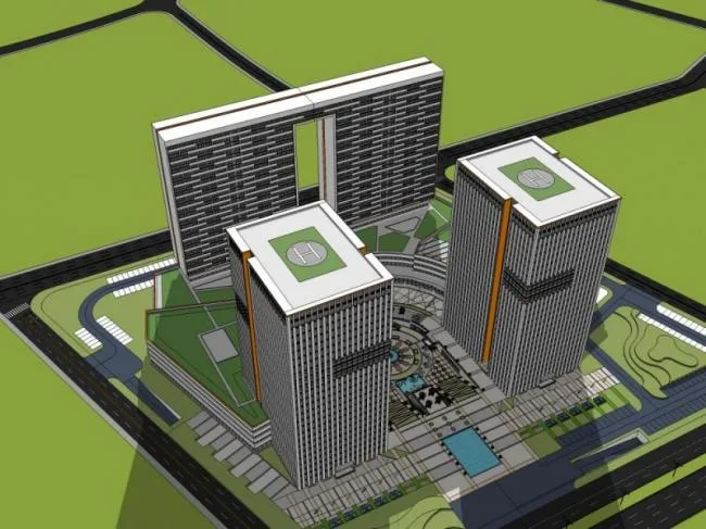 Sketchup Complex Model | Super high-rise commercial complex, office, residential, modern style