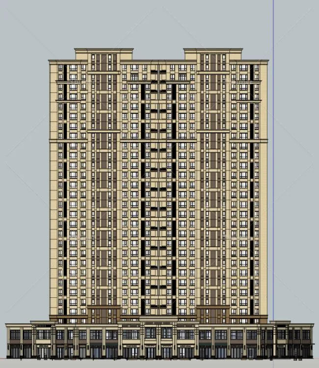 Neoclassical High-Rise Residential Building Model in SketchUp