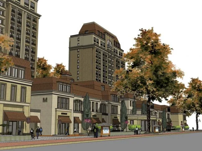 Sketchup Residential Model | High rise residential, street side commercial, commercial apartments, classical style