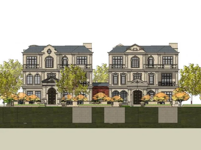 Classical Style Townhouse Villa Model in SketchUp