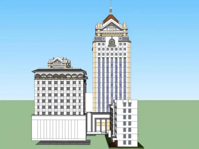 Sketchup Hotel Model | High rise Hotel, Classical Style