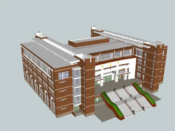 SketchUp Cultural Model | Multi-story Library, Cultural Architecture, Classical Style