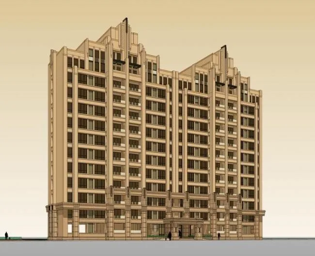 Sketchup Residential Model | High rise residential building, ArtDeco style, classical style, residential architecture