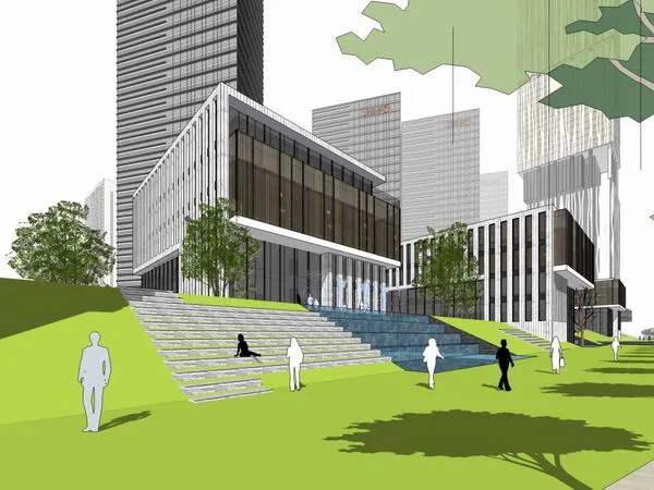 SketchUp Complex Model: Modern Super High-Rise Office, Hotel, and Commercial Building