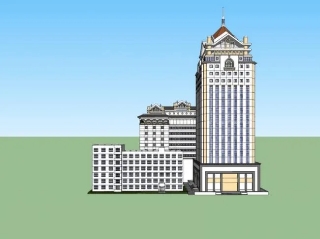 Sketchup Hotel Model | High rise Hotel, Classical Style