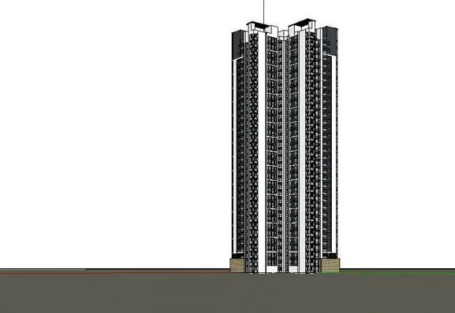 Sketchup Residential Model | High rise residential building, butterfly shaped layout, modern style, residential architecture