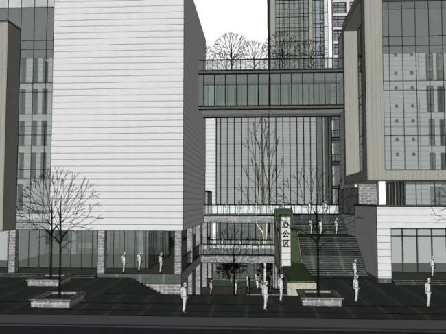 Sketchup Business Model | High rise Commercial Center, Modern Style