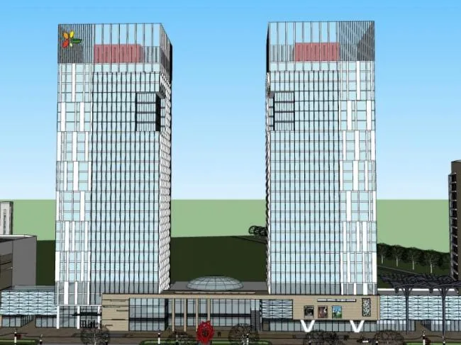 Sketchup Complex Model | Multi story Commercial Complex, Office, Hotel, Modern Style