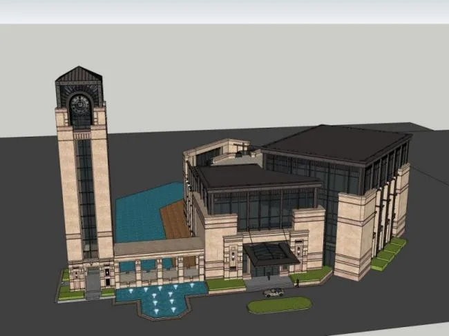 Sketchup Business Model | Multi story Clubhouse, Modern Style