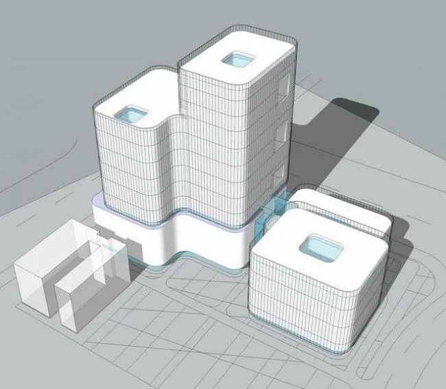 SketchUp Model of Guangzhou Zhongshan Sixth Hospital: Multi-Story Modern Medical Facility Design