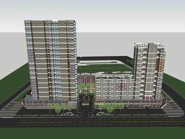 Sketchup Residential Model | High rise residential building, modern style, floors 10-34