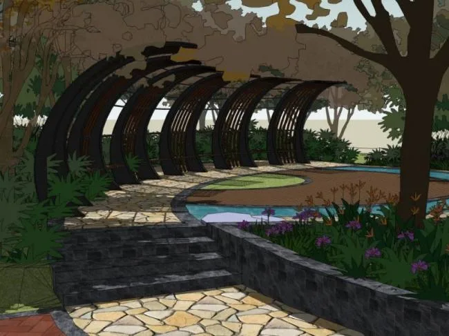 Sketchup Landscape Model | Park Landscape, Modern Style