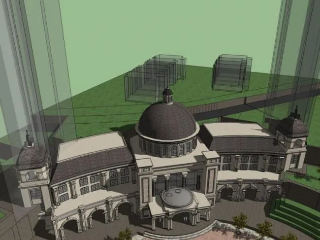 Sketchup Business Model | Multi story Commercial Club, Classical Style