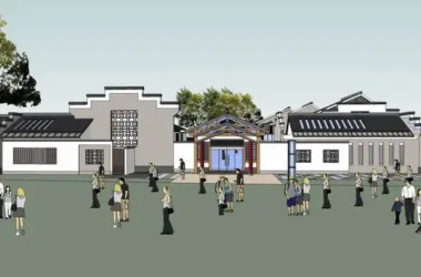 Multi-Story Huizhou-Style Kindergarten Model | Chinese-Inspired Educational Campus Architecture in SketchUp-BIM WORLD