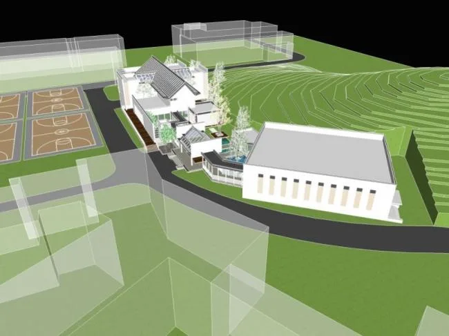 Sketchup Business Model | Low rise Clubhouse, Modern Chinese Style