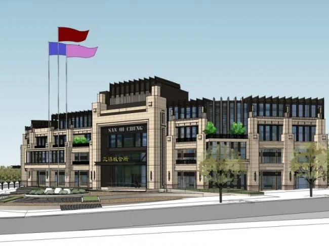 Sketchup Business Model | Multi story Clubhouse, Modern Style