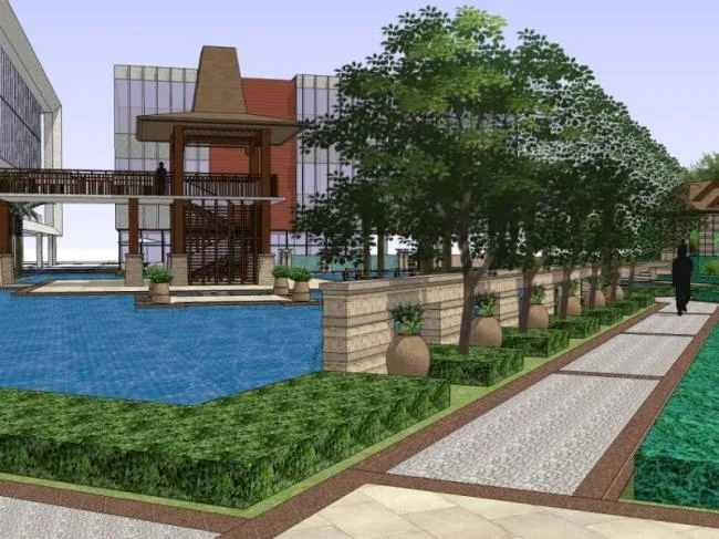 Sketchup Landscape Model | Square Landscape, Modern Style