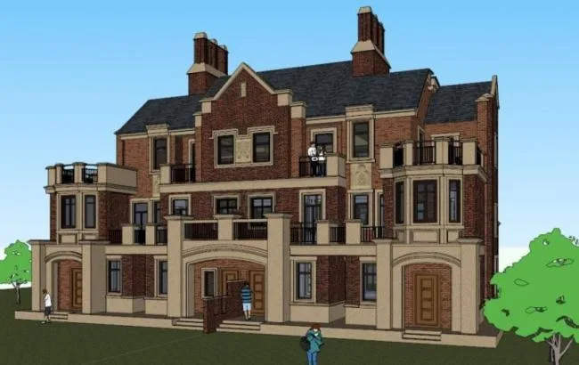 Sketchup Villa Model | Row Villa, British Classical Style