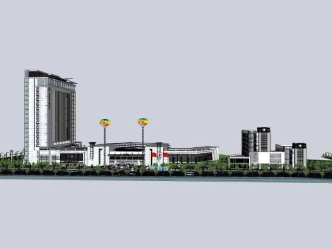 Sketchup Hospital Model | Multi story High rise Hybrid Huishan District People's Hospital, Medical Building, Modern Style