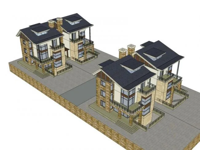 European-Style Double Split Villa SketchUp Model