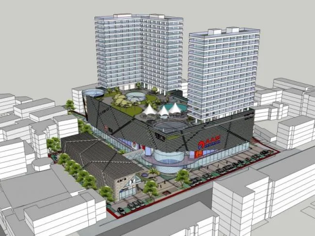Sketchup Complex Model | Multi story Commercial Complex, Residential, Modern Style