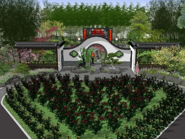 Sketchup Landscape Model | Park Landscape, Chinese Style, Chinese Park