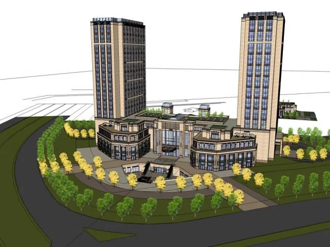Sketchup Residential Model | High rise residential building, kindergarten, classical style