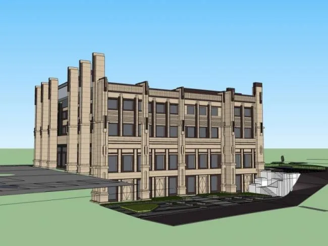 Sketchup Business Model | Multi story Commercial Club, Modern Style