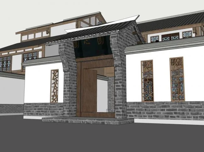 Sketchup Villa Model | Solo Villa, Villa Group, Chinese Style