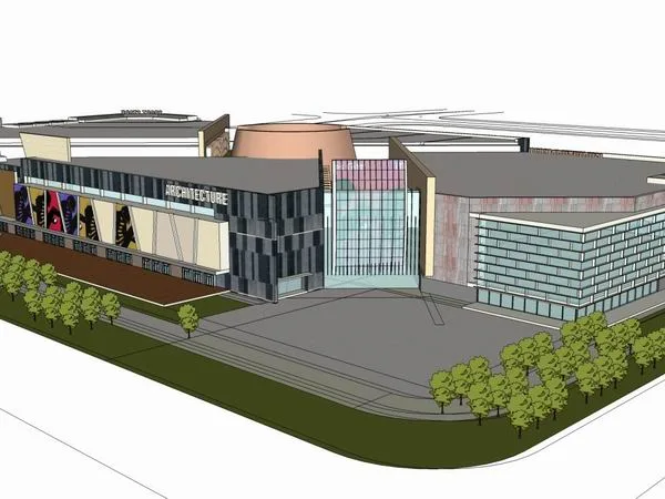 Sketchup Business Model | Multi story Commercial Street, Pedestrian Street, Modern Style